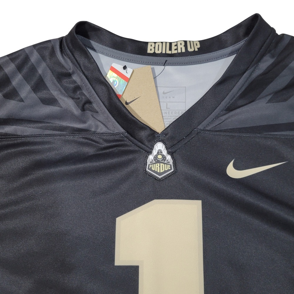 Nike Purdue Boilermakers Football Jersey Mens Large Black #1 Dri-FIT Chevron NEW